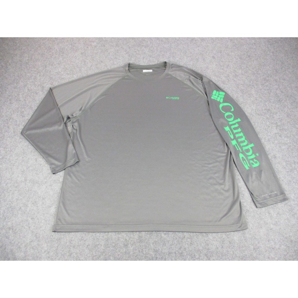 Columbia Shirt Mens 3XL XXXL Gray PFG Long Sleeve Fishing Performance Raglan Tee
